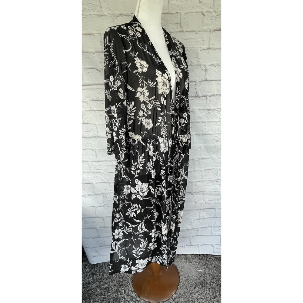 Women's Siren Lily Summer Long Flowy Sheer Kimono Cardigan Cover-up Size 1X